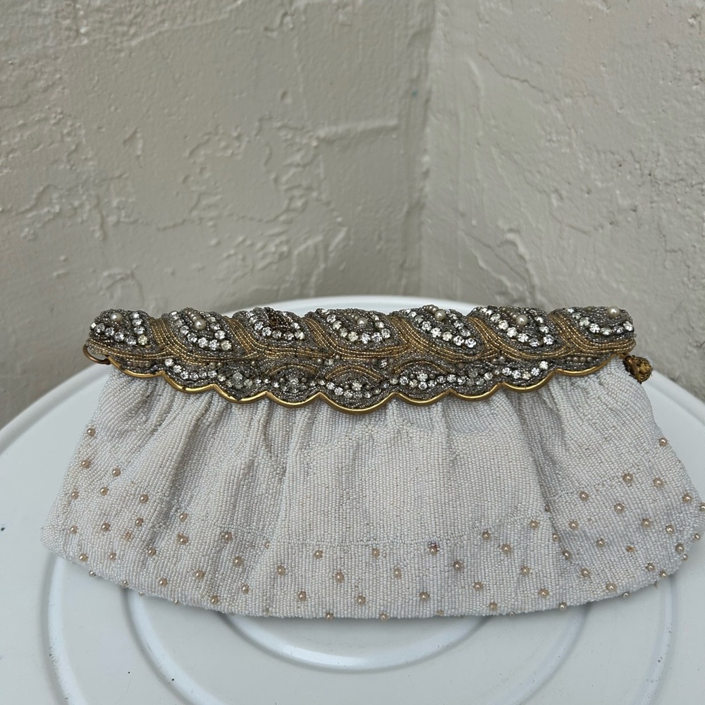 vintage hand-beaded evening clutch, likely dating from the 1950s60 Made In Franc